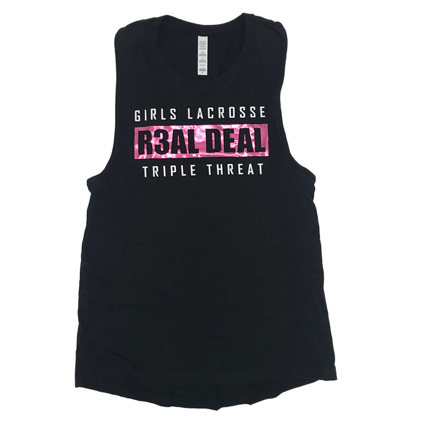 R3AL DEAL Triple Threat Jersey Tank (Black w/ Fuschia)