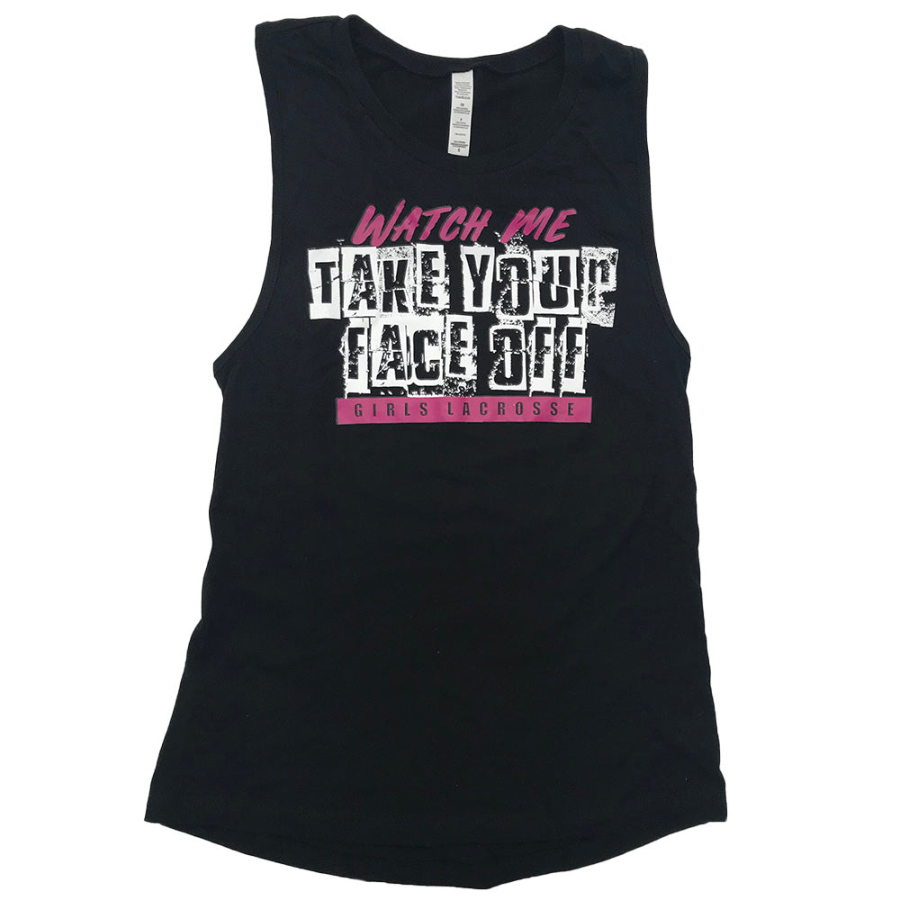 Watch Me Take Your Face Off (Fuschia) - Jersey Muscle Tank